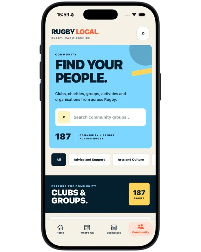 Rugby Local community app preview